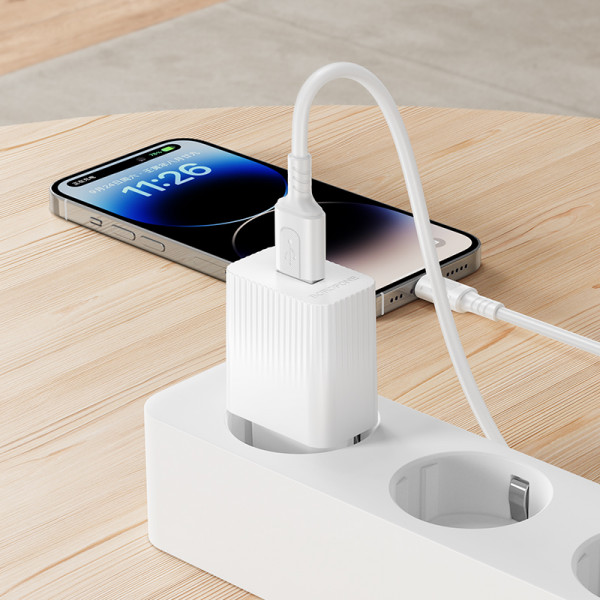 Мережевий зарядний пристрій з кабелем BOROFONE BAS71A Source single-port charger set(iP) White (6941991122583)