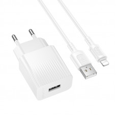 Мережевий зарядний пристрій з кабелем BOROFONE BAS71A Source single-port charger set(iP) White (6941991122583)