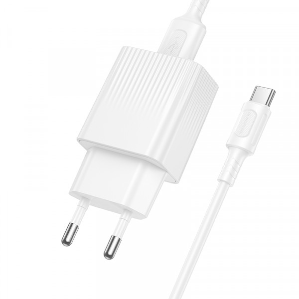 Мережевий зарядний пристрій з кабелем BOROFONE BAS71A Source single-port charger set(Type-C) White (6941991122620)