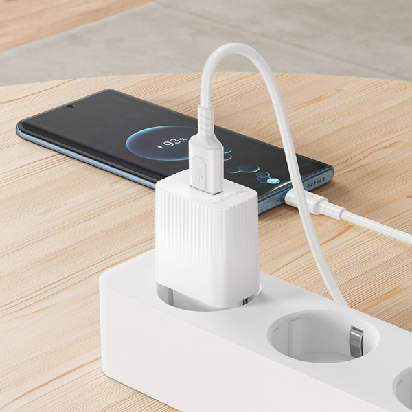Мережевий зарядний пристрій з кабелем BOROFONE BAS71A Source single-port charger set(Type-C) White (6941991122620)