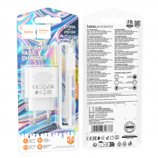Мережевий зарядний пристрій з кабелем HOCO C109A(PD20W+QC3.0) Fighter PD20W+QC3.0 charger set(C to C) White (6942007656733)