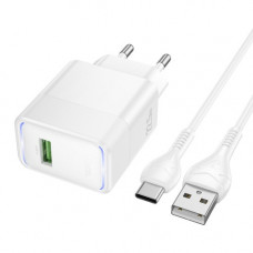 Мережевий зарядний пристрій з кабелем HOCO CS111A Lounge single-port 22.5W multi-protocol charger set(Type-C) White (6942007680370)
