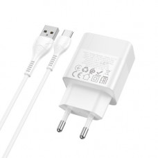 Мережевий зарядний пристрій з кабелем HOCO CS111A Lounge single-port 22.5W multi-protocol charger set(Type-C) White (6942007680370)