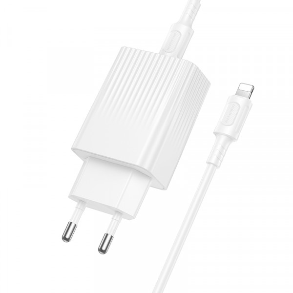 Мережевий зарядний пристрійз кабелем BOROFONE BAS75A Source single port PD30W charger set (C to iP) (EU) White (6941991122842)