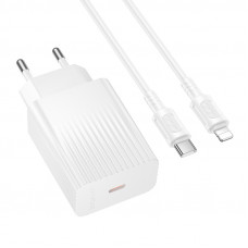 Мережевий зарядний пристрійз кабелем BOROFONE BAS75A Source single port PD30W charger set (C to iP) (EU) White (6941991122842)