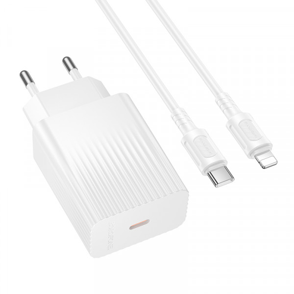 Мережевий зарядний пристрійз кабелем BOROFONE BAS75A Source single port PD30W charger set (C to iP) (EU) White (6941991122842)