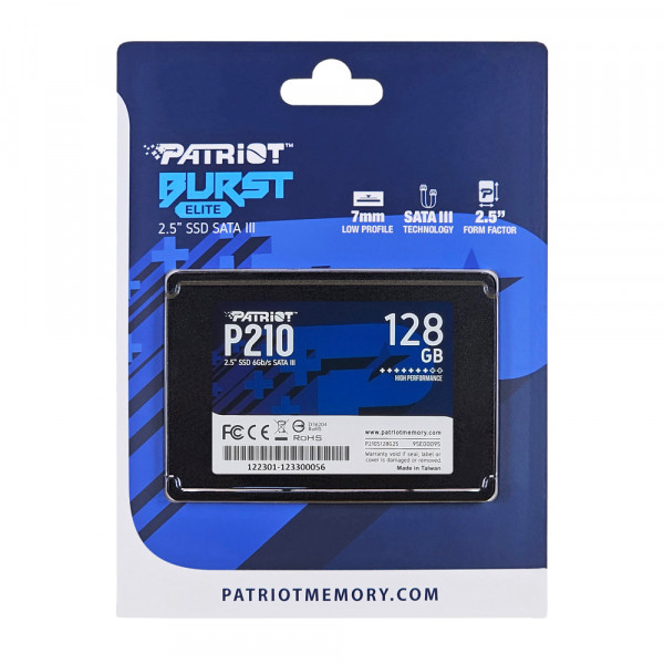 Накопичувач SSD Patriot P210 128GB 2.5" 7mm SATAIII 3D QLC