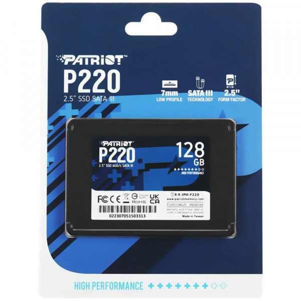 Накопичувач SSD Patriot P220 128GB 2.5" 7mm SATAIII (P220S128G25)