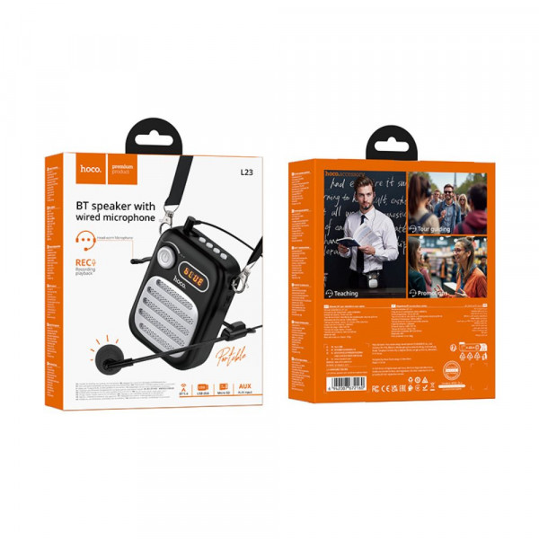 Портативна колонка з гарнітурою HOCO L23 Lemony speaker with wired microphone 5W Black (6942007672160)