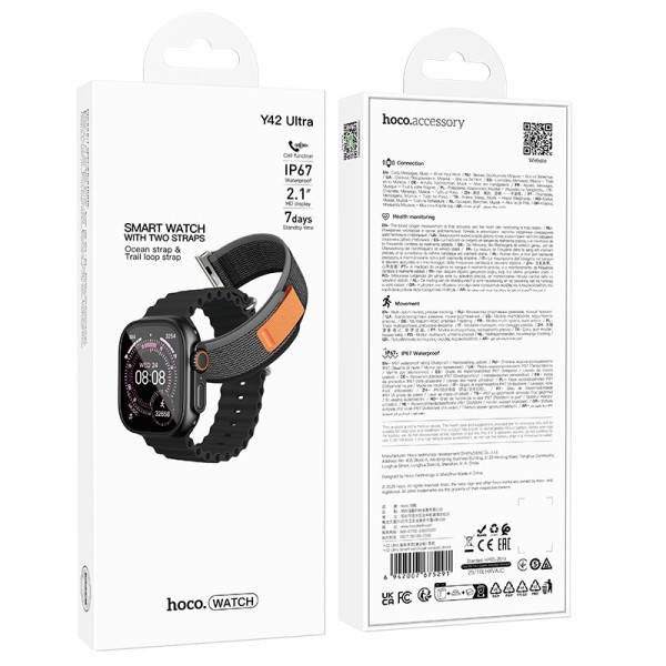 Смарт-годинник HOCO Y42 Ultra Smart watch(call version) Black (6942007675291)