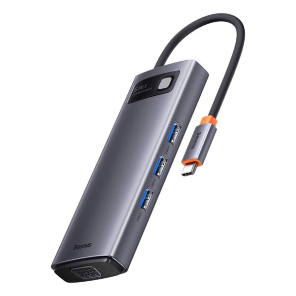 USB-хаб Baseus Metal Gleam Series 6-in-1 Multifunctional （Type-C to HDMI*1+USB3.0*3+PD*1+RJ45*1)