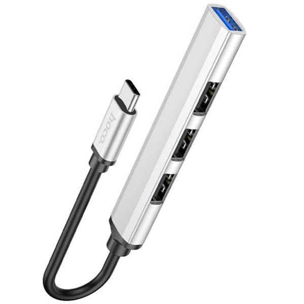 USB-хаб HOCO HB26 4 in 1 adapter(Type-C to USB3.0+USB2.0*3) Silver