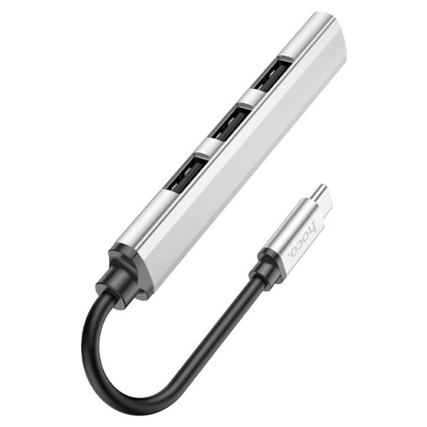 USB-хаб HOCO HB26 4 in 1 adapter(Type-C to USB3.0+USB2.0*3) Silver