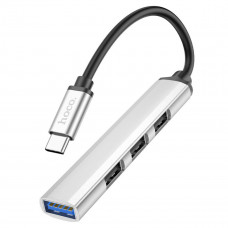 USB-хаб HOCO HB26 4 in 1 adapter(Type-C to USB3.0+USB2.0*3) Silver