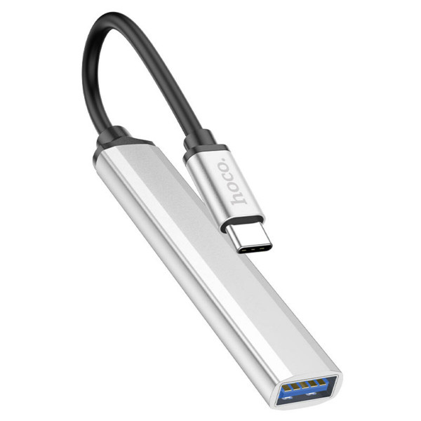 USB-хаб HOCO HB26 4 in 1 adapter(Type-C to USB3.0+USB2.0*3) Silver