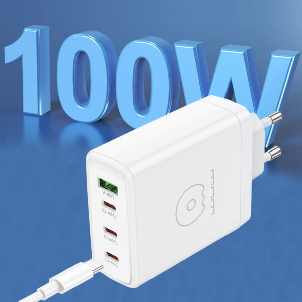 Зарядний пристрій WUW-C158 1USB 3Type-C PD100W білий