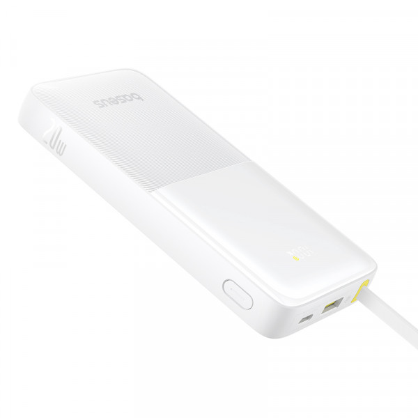 Зовнішній акумулятор Baseus Bipow 2 Digital Display Power Bank With Built-in USB-C Cable 20000mah 20W Moon White (P10077101213-01)
