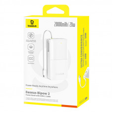 Зовнішній акумулятор Baseus Bipow 2 Digital Display Power Bank With Built-in USB-C Cable 20000mah 20W Moon White (P10077101213-01)