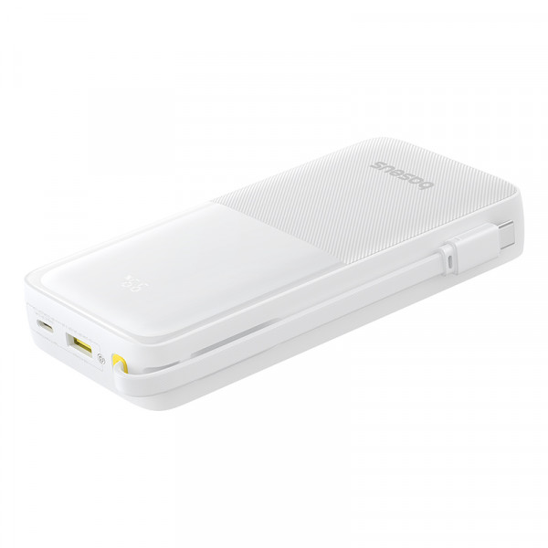 Зовнішній акумулятор Baseus Bipow 2 Digital Display Power Bank With Built-in USB-C Cable 20000mah 20W Moon White (P10077101213-01)