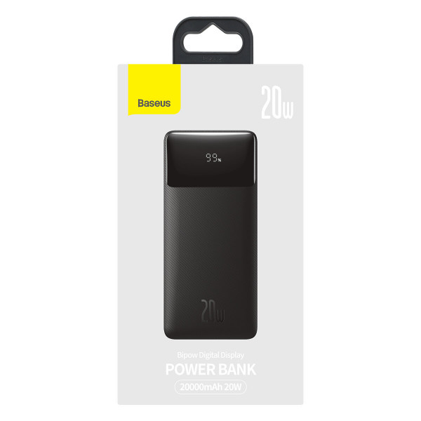 Зовнішній акумулятор Baseus Bipow Digital Display Power bank 20000mAh 20W Black