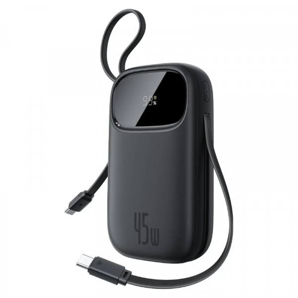 Зовнішній акумулятор Baseus EnerFill FC31 Qpow 3 Digital Display Power Bank with USB-C+iP Cables 20000mAh 45W Cosmic Black (E0028D00)