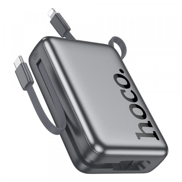 Зовнішній акумулятор HOCO Q39 Eminente 22.5W+PD20W power bank with cable(20000mAh) metal grey (6942007649094)