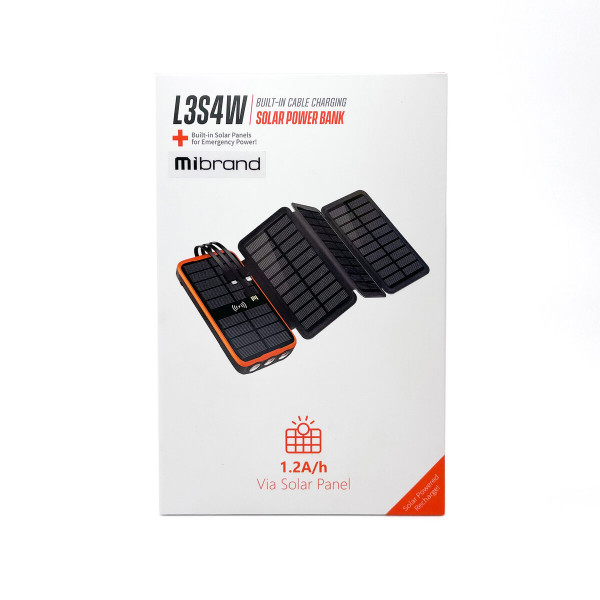 Зовнішній акумулятор Mibrand EXTREME 20000mAh solar folding 3 lights
