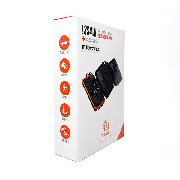 Зовнішній акумулятор Mibrand EXTREME 20000mAh solar folding 3 lights
