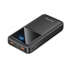 Зовнішній акумулятор Vention 20000mAh Power Bank (Micro-USB + USB-C + USB-A + USB-A) 22.5W Black LED Display Type