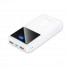 Зовнішній акумулятор Vention 20000mAh Power Bank (Micro-USB + USB-C + USB-A + USB-A) 22.5W Білий LED Display Type
