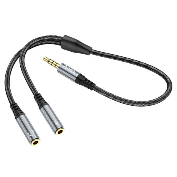 Адаптер UPA21 2-in-1 3.5 headset audio adapter cable(male to 2*female) Metal gray