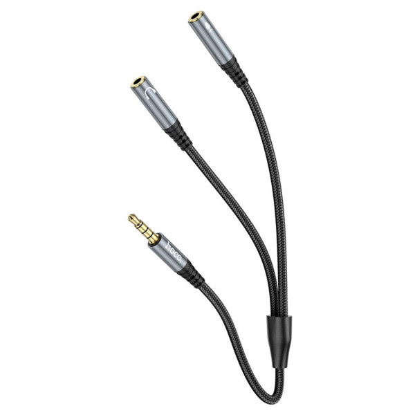 Адаптер UPA21 2-in-1 3.5 headset audio adapter cable(male to 2*female) Metal gray