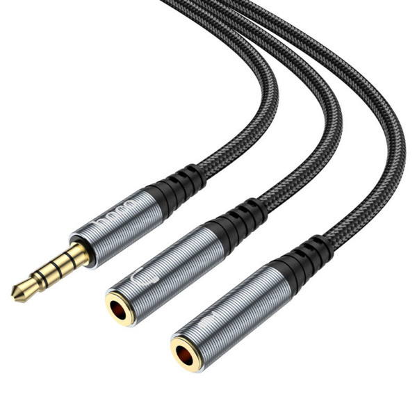 Адаптер UPA21 2-in-1 3.5 headset audio adapter cable(male to 2*female) Metal gray