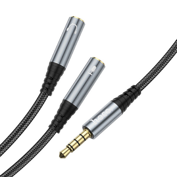 Адаптер UPA21 2-in-1 3.5 headset audio adapter cable(male to 2*female) Metal gray