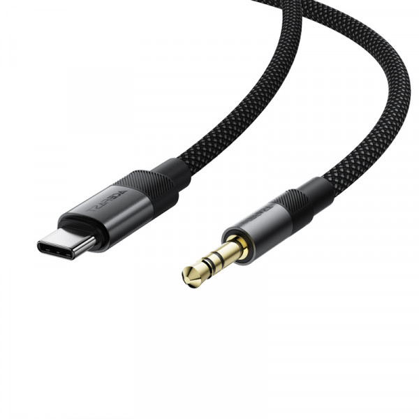 Аудіокабель ACEFAST J11 Type-C to 3.5mm male, nylon braid, 1m, Black (6974316285274)