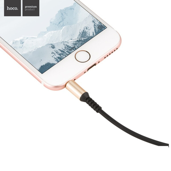 Аудіокабель HOCO UPA02 AUX Spring Audio cable Чорний