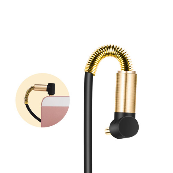 Аудіокабель HOCO UPA02 AUX Spring Audio cable (with Mic) Чорний