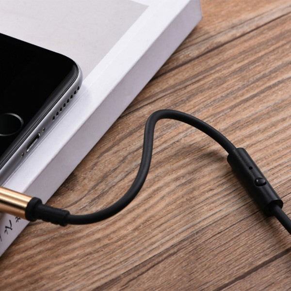 Аудіокабель HOCO UPA02 AUX Spring Audio cable (with Mic) Чорний