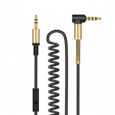 Аудіокабель HOCO UPA02 AUX Spring Audio cable (with Mic) Чорний