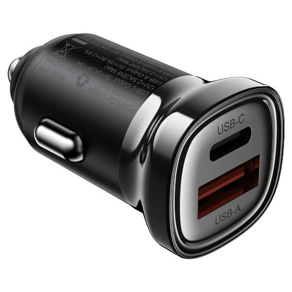 Автомобільний зарядний пристрій ACEFAST B19 PD30W (USB-C+USB-A) car charger metal gray (6974316287155)