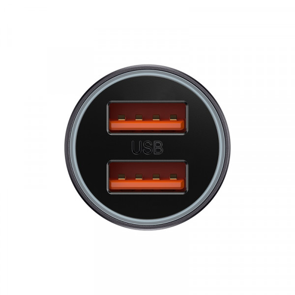 Автомобільний зарядний пристрій Baseus Golden Contactor Max Dual Fast Charger Car Charger U+U 60W Dark Gray (CGJM000013)