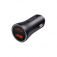 Автомобільний зарядний пристрій Baseus Golden Contactor Max Dual Fast Charger Car Charger U+U 60W Dark Gray (CGJM000013)
