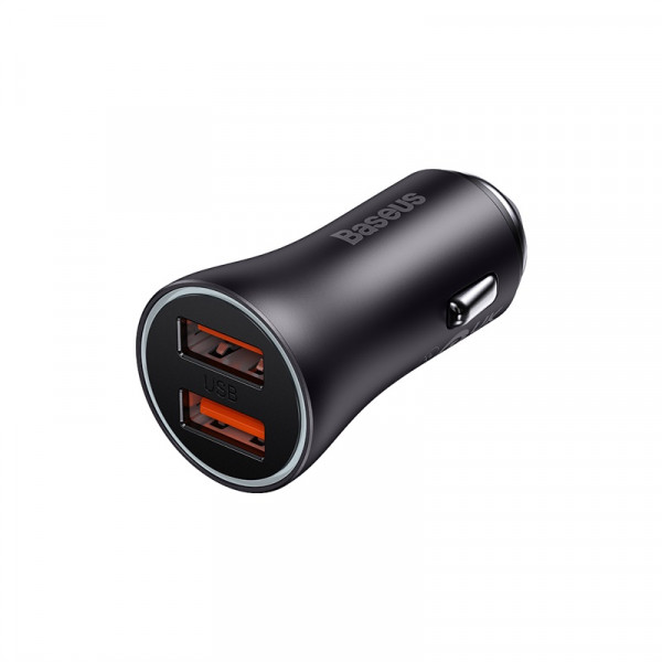 Автомобільний зарядний пристрій Baseus Golden Contactor Max Dual Fast Charger Car Charger U+U 60W Dark Gray (CGJM000013)