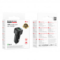 Автомобільний зарядний пристрій BOROFONE BZ34 Cloud single port QC3.0 car charger Black (6941991122255)