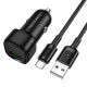 Автомобільний зарядний пристрій BOROFONE BZ34 Cloud single port QC3.0 car charger set(Type-C) Black (6941991122293)