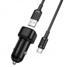 Автомобільний зарядний пристрій BOROFONE BZ34 Cloud single port QC3.0 car charger set(Type-C) Black (6941991122293)