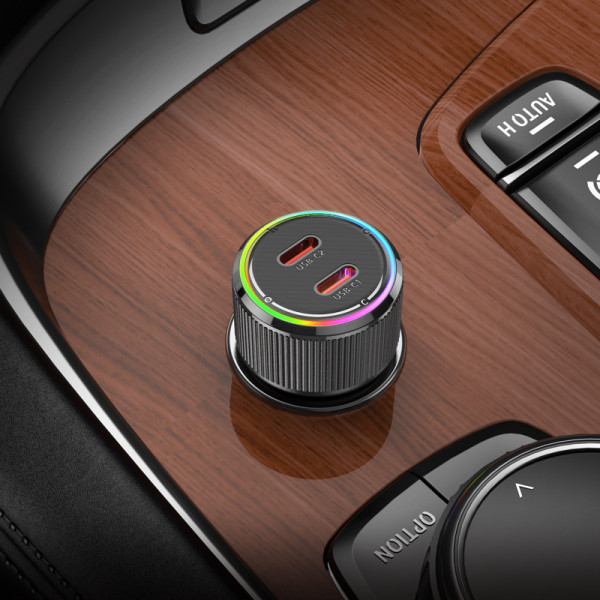 Автомобільний зарядний пристрій HOCO NZ14B Guerrero PD50W(2C) car charger Black (6942007620468)