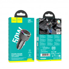 Автомобільний зарядний пристрій HOCO NZ14B Guerrero PD50W(2C) car charger Black (6942007620468)