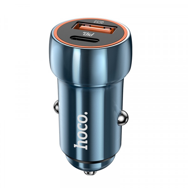 Автомобільний зарядний пристрій HOCO Z46A Blue whale PD20W+QC3.0 car charger Sapphire Blue (6931474770349)