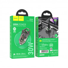 Автомобільний зарядний пристрій HOCO Z53A Vision PD30W+QC3.0 car charger Transparent Black (6942007611305)